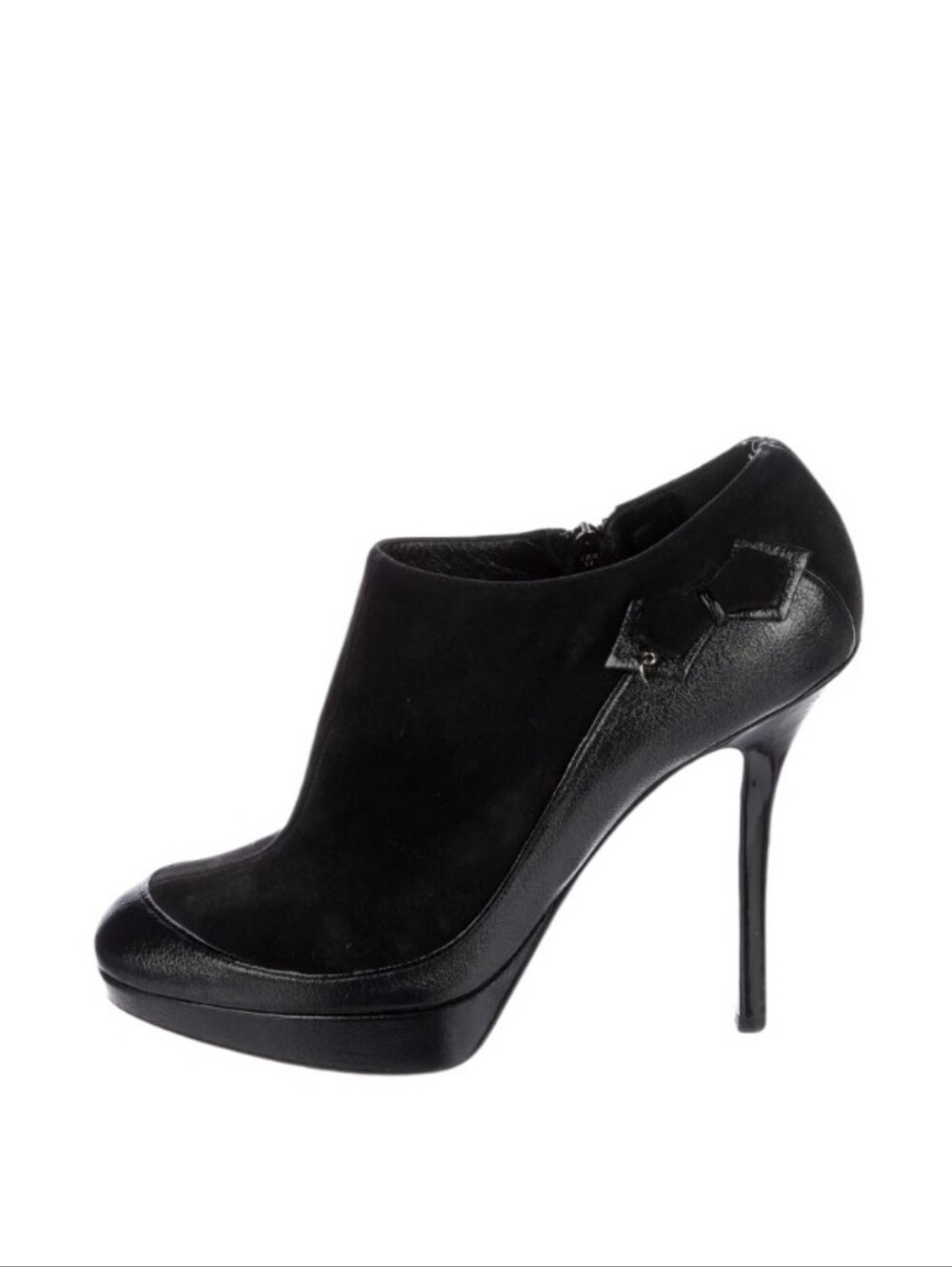 CHRISTIAN DIOR Black Suede Leather Platform Ankle Booties Heels 38 US 8